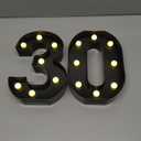 Pooqla Decorative Led Light Up Number Letters, Black Plastic Marquee Number Lights Sign for 30th Birthday Party Wedding Decor Battery Operated Black Decoration 30
