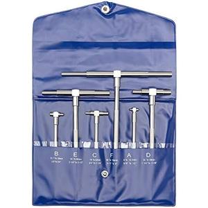 Beslands 6 Pc Telescoping Gage Set, 5/16" - 6" Range, T-Bore Hole Gauges w/Pouch, High Precision Telescopic Bore Gauge T-Gage Set (5/16" to 6")