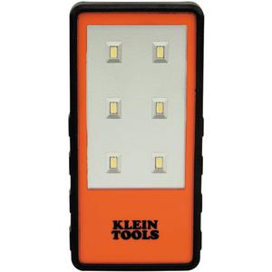 Klein Tools 56221 LED Light with Magnetized Clip, Battery Operated, Hands Free, Adjustable Brightness, Orange, for Work, Running, Camping