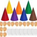 Bantoye 21 Packs Halloween Gnome Hat Set 7 Pcs Felt Dwarf Hats 7 Pcs White Fake Beards 7 Pairs Elf Ears for Christmas Cosplay