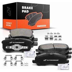 A-Premium Front & Rear Ceramic Disc Brake Pads Set Compatible with Select Chrysler, Dodge, Jeep and Mitsubishi Models - 200, Sebring, Avenger, Caliber, Compass, Patriot, Lancer, with Hardware, 8 Pcs