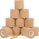 12 Pack Self-Adhesive Bandage Wrap - 2 Inches x 5 Yards - Elastic Self Adherent Cohesive Wrap Bandage - Breathable Athletic Tape for Wrists, Knee, Ankle - First Aid Sports - Brown