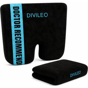 Orthopedic Seat Cushion for Tailbone & Sciatica Pain Relief  Ergonomic U-Shaped Memory Foam Chair Pad for Office, Car & Home  Coccyx Support, Back & Hip Comfort, Free Extra Washable Cover (Black)