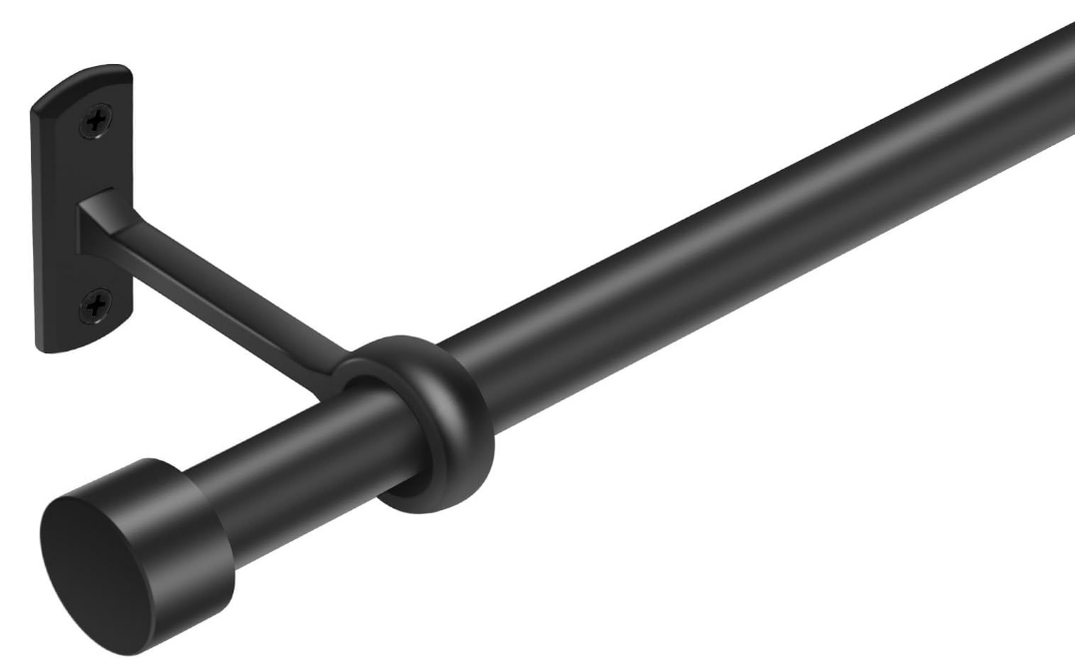 Matte Black Curtain Rods for Windows 32 to 240(2.5-20 Feet), Extra long 1 Inch Black Curtain Rod, Heavy Duty Drapery Rods with Adjustable Curtain Rods