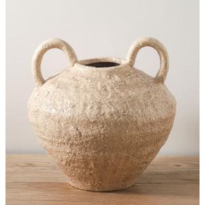 Ceramic Flower Vase, Large Farmhouse Vases Home Decor, Handmade Rustic Vase with Handles, Decorative Flower Vase for Home Entryway Living Room Dining Table Farmhouse Office Decor(8.6inch)