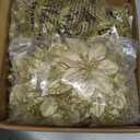 24 Pcs Gold Christmas Tree Decorations Kit Poinsettias Artificial Christmas Flowers Decorations Set Christmas Ribbon Garland for Christmas Tree