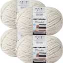 #6 Super Bulky Blanket Yarn for Crocheting - 4 Skeins(Each 10.5oz/300g, 220yds/201m), Chunky Chenille Thick Plush Big Soft Yarn for Crocheting Knitting Blankets, Beige White