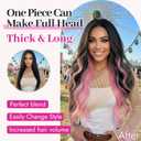 KooKaStyle Invisible Wire Hair Extensions with Transparent Wire Adjustable Size 6 Secure Clips Long Wavy Layered Synthetic Hairpieces Sakura Pink 20 Inch