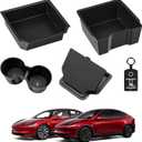5PCS Center Console Organizer Tray for 2026 Tesla Model Y Juniper Accessories Cup Holder Armrest Hidden Storage Box for New Model Y Premium/Performance 2025-2026 & Model 3 2024-2026