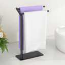 LSK Hand Towel Stand, Black Bathroom Towel Holder Stand, Curved F-Shaped Countertop Towel Stand with Heavy Base, 16.6 Inch