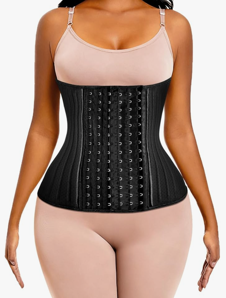ECOWALSON Waist Trainer for Women - 9/25 Steel Bones & Additional Extender Cincher Corset for Hourglass body Shaper Black XL