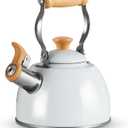 ROCKURWOK Tea Kettle, Tea Pot with Cool Touch Ergonomic Handle, Teapot Food Grade Stainless Steel, Tea Kettle Stovetop, Kettle Teapot, Whistling Tea Kettle, Small Tea Pot, 1.6 Quart (White)