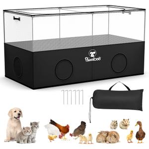 Pawaboo Small Animal Playpen, Foldable Pet Playpen Cage Tent for Puppy Kitten Guinea Pig Rabbit Chicken Hamster Indoor Outdoor Use, Pet Fence with Breathable Mesh Wall and Bottom, Black