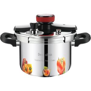 4 Quart Stainless Steel Pressure Cooker, Heavy Duty Stovetop Pressure Cooker, Induction Compatible, Safe Locking Lid, Dishwasher Safe, Compact Fast Cooking Pot for Home Kitchen