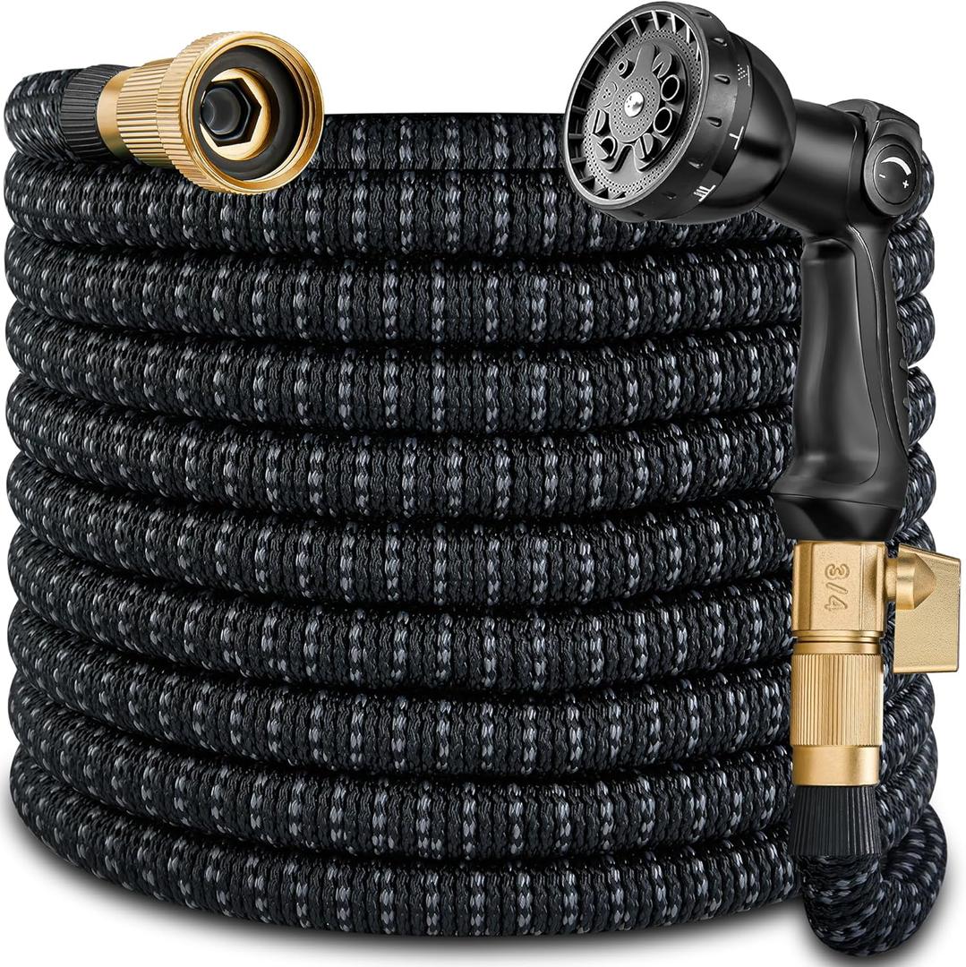 50 ft Garden Expandable Hoses - New Upgrated 2026 Flexible Water Hose - Kink-less Car Wash Pipes with Solid Brass Connector, Leakproof Lightweight Expanding Hoses for Yard,Outdoor