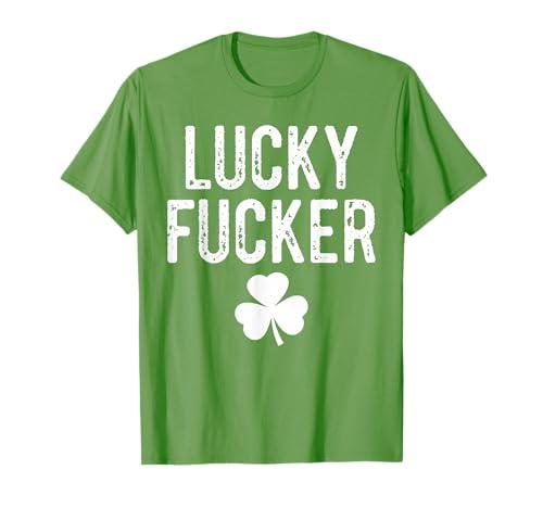 Lucky Shamrock And Lucky Fucker Shamrock T-Shirt, Medium