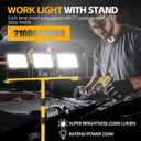 21000 Lumen Work Lights with Stand, 3 Adjustable Heads LED Work Lights, with Adjustable and Foldable Tripod Stand, Waterproof Lamp with Individual Switch with 6500 Kelvin Color Temperature (3-Heads)