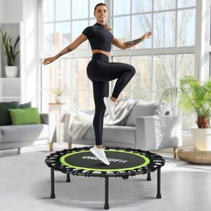 ONETWOFIT Foldable Rebounder Trampoline for Adults, 40/ 42/ 45” Mini Fitness Trampoline W/ Adjustable Foam Handle Bungees, Quiet Exercise Trampoline for Personal Indoor Workout (40IN-No Handle)