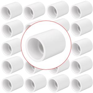 20 Pack 3/4" PVC Pipe Coupling Adapter Pipe Fittings (Socket x Socket) Contractor Pack Schedule 40 Heavy Duty 3/4 Inch PVC Slip Socket Connectors for DIY PVC Shelf Garden Support Structure, White
