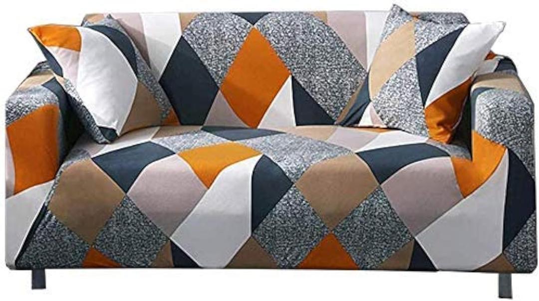Lamberia Printed Sofa Cover Stretch Couch Cover Sofa Slipcovers for Couches and Loveseats with Two Free Pillow Case Washable Pet Friendly (Geometric, Sofa-4 Seater)