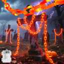 Battery Operated Plastic Chain String Lights for Halloween Decorations, 5 Feet Props Chains with Orange Lights, for Halloween Party Creepy Costumes Accessories Cosplay Spooky Decorations