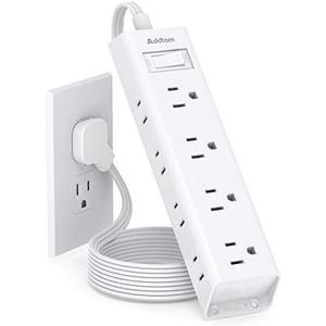 Flat Plug Power Strip, Ultra Thin Flat Extension Cord - Addtam 12 Widely AC 3 Sides Multiple Outlets, 5Ft, Wall Mount, Desk Charging Station for Home Office Dorm Room Essentials