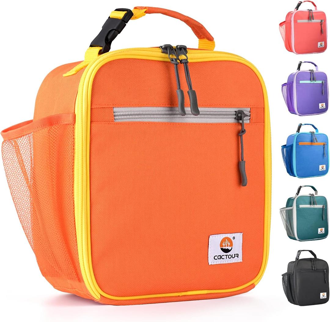 CaCTOUR Lunch Box Kids,Premium Insulated Lunch Bag for Girls Boys,Soft Bag Mini Cooler Back to School Thermal Reusable Lunch Bag for Work School Picnic (Orange)