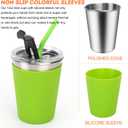 Kids Cups with Lids and Straws, 12oz Kids Tumblers with Straws and Lids Spill Proof Cups for Kid Stainless Steel Sippy Cup for School, Outdoor, 5 Pack