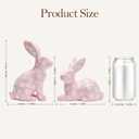 2 x WDS WONDROUS Easter Decorations Floral Bunny Figurines Set, Pink Rabbit Decor with White Flowers, Easter & Spring Tabletop Decor, Farmhouse Home Decor Sculptures for Shelf Coffee Table Mantel