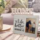 Horse Picture Frame, Horse Frame, Horses Gifts for Girls, Gifts for Horses Lovers Girls Women men, Life is Better with a Horse Wood Photo Frame for 4x6 Photos (46, white)