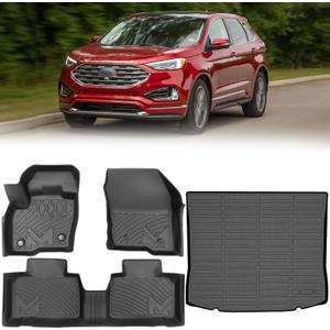 TPE Automotive Floor Mats & Cargo Liner Custom for 2015-2024 Ford Edge, All Weather Cover Protection Waterproof Black Floor Liner Front & Rear Row Full Set Car Mats, 4PCS