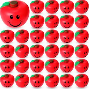 Jerify 30 Pcs Fruit Stress Ball Toys Red Fruit Smile Stress Balls Soft Foam Party Favors Bulk for Teens Adults Finger Exercise School Carnival Reward Gifts Party Favor Supplies(Red)