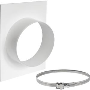 Repa Market 6" Inch Duct Connector Flange with Clamp, Plastic Straight Pipe Flange for Heating Cooling Ventilation System - Ducting Coupling Wall Plate with Adjustable Stainless Steel Hose Clamp