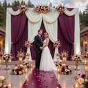 20ftx15ft Burgundy Backdrop Curtain for Wedding Parties, 4 Panels Wrinkle Free 15 FT Long Polyester Photo Backdrop Drapes Back Drop Cloth for Birthday Photography Background