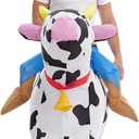 HSCTEK Inflatable Cow Costume Adult Men Women, Blow up Ride on Animal Cosplay Teen, Riding Halloween Rider Clothes Plus L