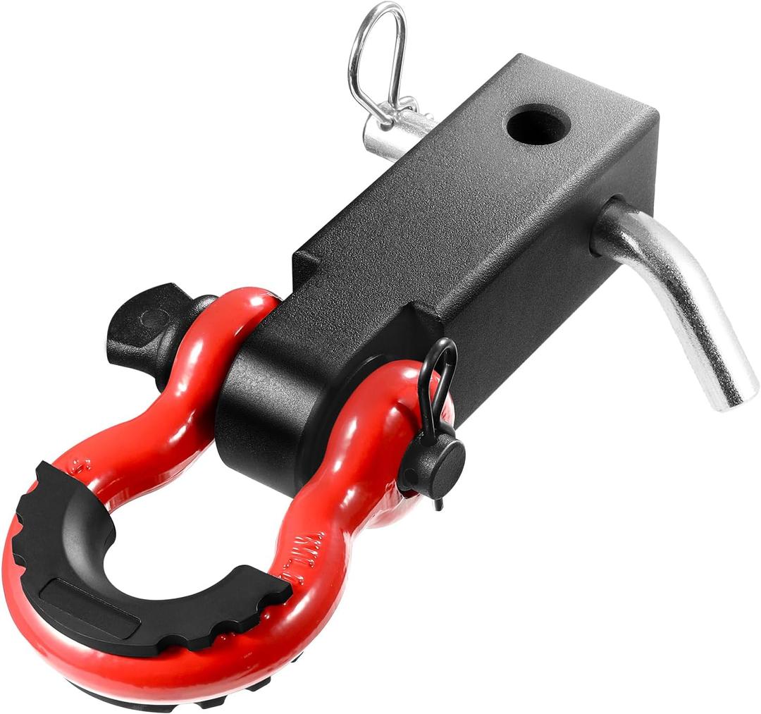 VEVOR Shackle Hitch Receiver, Fits 2" Receivers, 52900 lbs Breaking Strength, D Ring Shackle with Trailer Hitch Lock Pin, Heavy Duty Towing Accessories for Trucks, Jeeps, Off-Road Vehicle Recovery