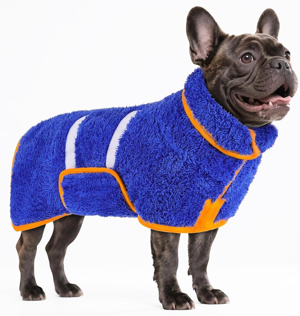Bienbee Dog Bathrobe, Quick Drying Super Absorbent Pet Robes for Small Medium Large Dogs, Drying Coat for After Bath & Swim, Warm & Cozy Dogs Towels, Dog Puppy Bath Supplies, Dark Blue M