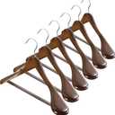 ZOBER 6 Pack High-Grade Wooden Suit Hangers for Men, Extra Wide Shoulder Hangers with Non Slip Pants Bar, Smooth Finish, 360 Swivel Hook, Jacket Hanger, Heavy Duty Wide Hanger for Closet
