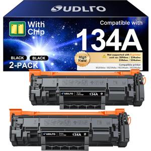 134A W1340A Black Toner Cartridge (with Chip) Replacement for HP 134A 134X W1340A W1340X Toner Cartridge Compatible with HP LaserJet Pro M209dw MFP M234dw M234sdw M234sdn Printer Ink (Black, 2 Pack)