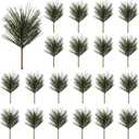 NSBELL 25PCS Artificial Green Pine Needles Branches- Small Pine Twigs Stems Picks- Fake Greenery Pine Picks for Christmas Garland Wreath Embellishing and Home Holiday Garden Decoration
