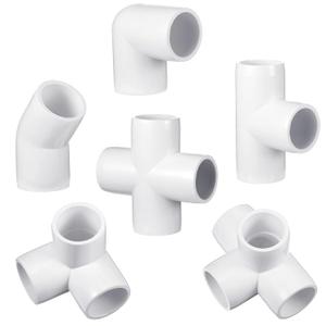 Xuniea 42 Pieces 1 Inch PVC Pipe Fittings Elbow Set Tent Connection Tee Heavy Duty PVC Elbow Fittings for Greenhouse Shed Pipe, Furniture Build and More