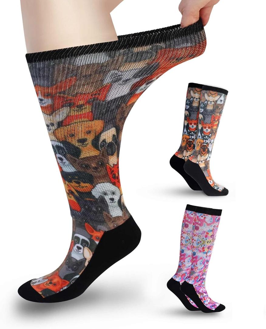Diabetic Socks for Women & Men Extra Wide, Over The Calf Non Binding Lymphedema Neuropathy Swollen Feet for Women Men