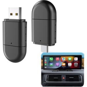 Wireless CarPlay & Android Auto Adapter - 2-in-1 Dual USB-C Plug for iPhone iOS 10+/Android 11+ | Fast Connection, Plug & Play Car Accessories | 2020-2025 Cars | No Delay HD Streaming & Auto Connect