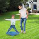 Kids Rocking Seesaw Balance Board with 5 Wooden Balls Sensory Training Rocking Board Balance Training Equipment Children Indoor Outdoor Activity Toy (Blue)
