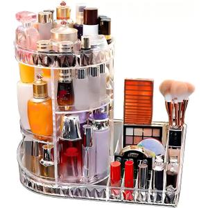 Large Capacity Rotating Acrylic Cosmetic Storage,360 Degree Makeup Organizer Adjustable Cosmetic Storage for Perfume Skincare Jewelry Display Dresser