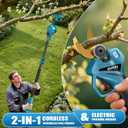 2-in-1 Cordless Pole Pruning Shears for 18V Battery(NOT Included), 2.4" Cutting Diameter 14.7FT Reach Electric Power Pruner w/Extension Pole, Brushless Tree Pruner for Branch Trimming