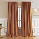 DUALIFE Room Darkening Curtains 102 Inches Long 2 Panels Set Back Tab and Rod Pocket Curtain Panels for Living Room(Golden Oak Brown Orange,52W x 102L Inch)