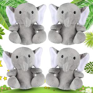 Skylety 4 Pcs Mini Elephant Stuffed Animals Small Cute Elephant Plush Toys Soft Tiny Forest Animals for Baby Shower Boy Girl Gender Reveal Carnival Birthday Party Gift Prize(4 Inch,Grey)