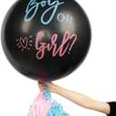 Gender Reveal Balloon, 2 Pcs 36" Jumbo Black Balloons with Blue Pink Confetti, Boy or Girl Balloon for Baby Gender Reveal Party