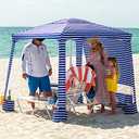 AMMSUN Beach Cabana, Beach Canopy, Easy Set up and Take Down, Cabana Tent with Sand Pockets, Instant Sun Shade with Side Wall, Siesta Stripe
